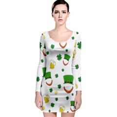 St  Patrick s Day Pattern Long Sleeve Bodycon Dress by Valentinaart