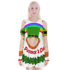 St  Patrick Velvet Long Sleeve Shoulder Cutout Dress by Valentinaart