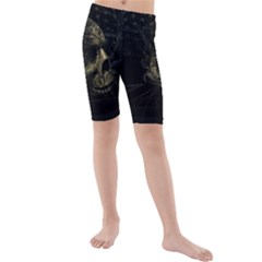 Skull Fantasy Dark Surreal Kids  Mid Length Swim Shorts by Amaryn4rt