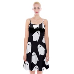 Ghost Halloween Pattern Spaghetti Strap Velvet Dress by Amaryn4rt