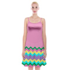 Easter Chevron Pattern Stripes Spaghetti Strap Velvet Dress by Amaryn4rt