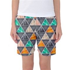 Abstract Geometric Triangle Shape Women s Basketball Shorts by Amaryn4rt