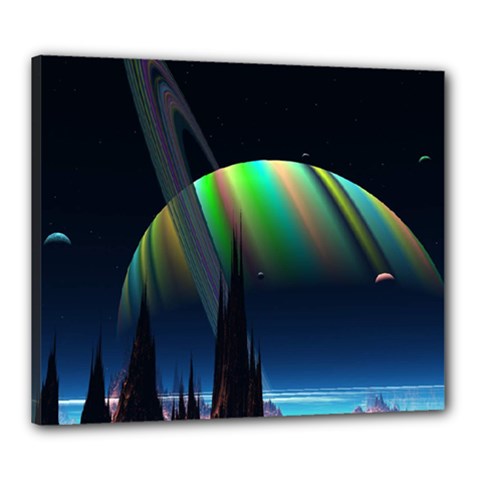 Planets In Space Stars Canvas 24  X 20  by Amaryn4rt