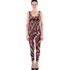 Crewel Fabric Tree Of Life Maroon Onepiece Catsuit by Amaryn4rt