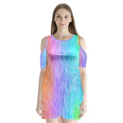 Abstract Color Pattern Textures Colouring Shoulder Cutout Velvet  One Piece by Simbadda