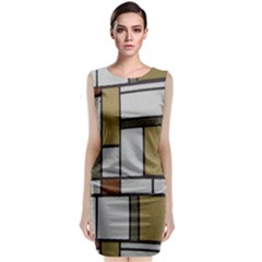 Fabric Textures Fabric Texture Vintage Blocks Rectangle Pattern Sleeveless Velvet Midi Dress by Simbadda