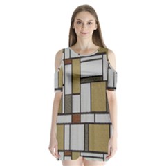 Fabric Textures Fabric Texture Vintage Blocks Rectangle Pattern Shoulder Cutout Velvet  One Piece by Simbadda