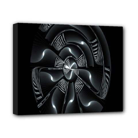 Fractal Disk Texture Black White Spiral Circle Abstract Tech Technologic Canvas 10  X 8  by Simbadda