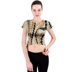 Polka Dot Texture Fabric 70s Orange Swirl Cloth Pattern Crew Neck Crop Top by Simbadda