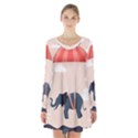 Digital Slon Parashyut Vektor Long Sleeve Velvet V-neck Dress View1