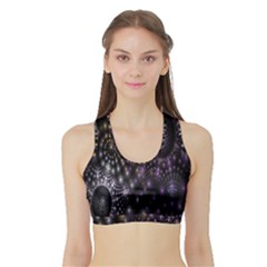 Fractal Patterns Dark Circles Sports Bra With Border by Simbadda