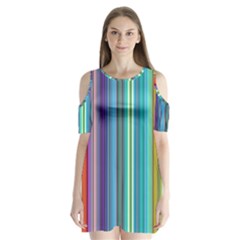 Color Stripes Shoulder Cutout Velvet  One Piece by Simbadda