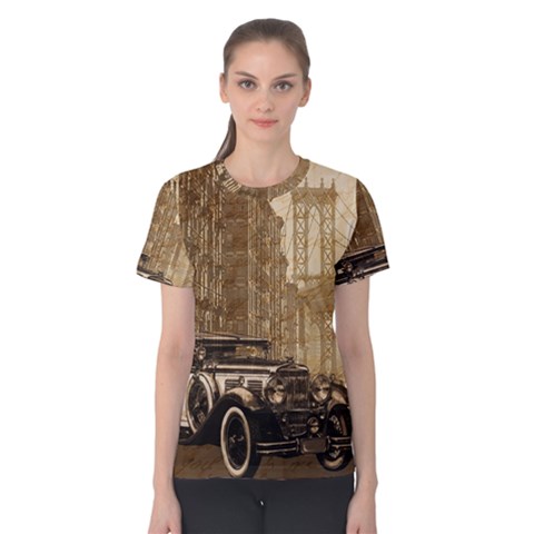 Vintage Old Car Women s Cotton Tee by Valentinaart