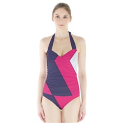 Pink Pattern Halter Swimsuit by Simbadda