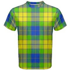 Spring Plaid Yellow Men s Cotton Tee by Simbadda