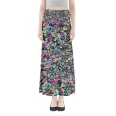 Neon Floral Print Silver Spandex Maxi Skirts by Simbadda