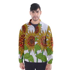 Sunflowers Flower Bloom Nature Wind Breaker (men) by Simbadda