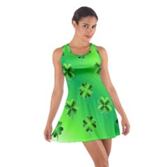 Shamrock Green Pattern Design Cotton Racerback Dress by Simbadda