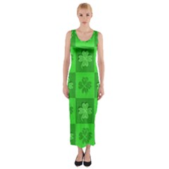 Fabric Shamrocks Clovers Fitted Maxi Dress by Simbadda