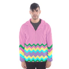 Easter Chevron Pattern Stripes Hooded Wind Breaker (men) by Amaryn4rt
