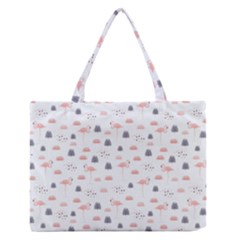 Cute Flamingos And  Leaves Pattern Medium Zipper Tote Bag by TastefulDesigns
