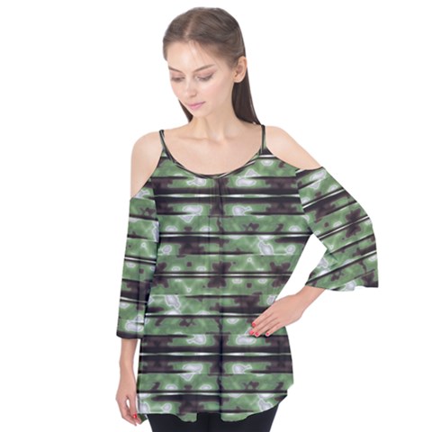 Stripes Camo Pattern Print Flutter Tees by dflcprintsclothing