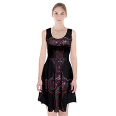 Fractal Red Cross On Black Background Racerback Midi Dress by Amaryn4rt