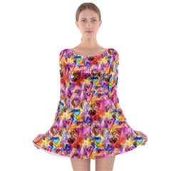 Spring Hearts Bohemian Artwork Long Sleeve Skater Dress by KirstenStar