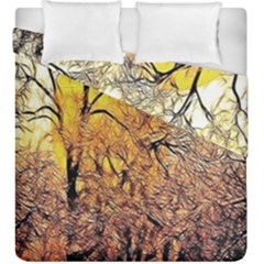 Summer Sun Set Fractal Forest Background Duvet Cover Double Side (king Size) by Simbadda