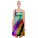 Colorful Abstract Paint Splats Background Spaghetti Strap Velvet Dress View1