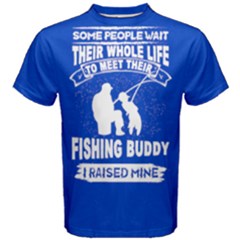 Blue Fishing Buddy Men s Cotton Tee by ThinkOutisdeTheBox