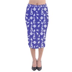 Seahorse Pattern Velvet Midi Pencil Skirt by Valentinaart