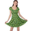 Green Clover Pattern for St Patricks Day Cap Sleeve Dress View1