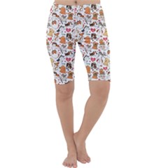 Colorful Pattern For Dog Lovers With Dogs And Hearts Cropped Leggings by CoolDesigns