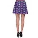 Purple With Color Pattern Birds Skater Skirt View2