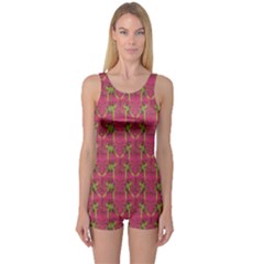 Purple Pattern With Macaw Parrots Hand Drawn Women s One Piece Swimsuit by CoolDesigns