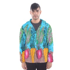 Mural Displaying Array Of Garden Vegetables Hooded Wind Breaker (men) by Simbadda