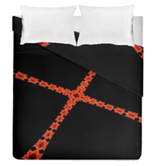 Red Fractal Cross Digital Computer Graphic Duvet Cover Double Side (queen Size) by Simbadda