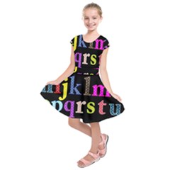Alphabet Letters Colorful Polka Dots Letters In Lower Case Kids  Short Sleeve Dress by Simbadda