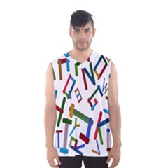 Colorful Letters From Wood Ice Cream Stick Isolated On White Background Men s Basketball Tank Top by Simbadda