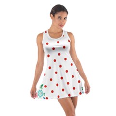 Flower Floral Polka Dot Orange Cotton Racerback Dress by Mariart