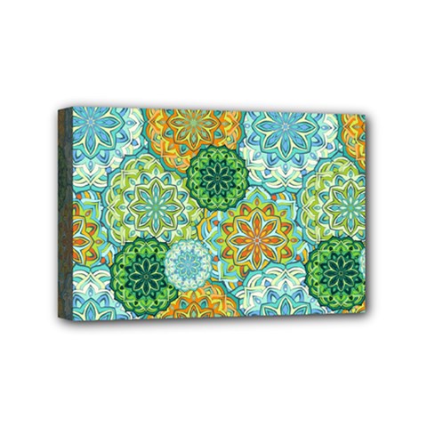 Forest Spirits  Green Mandalas  Mini Canvas 6  X 4  (stretched) by bunart