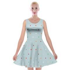 Polka Dot Flooring Blue Orange Blur Spot Velvet Skater Dress by Mariart