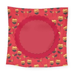 Floral Roses Pattern Background Seamless Square Tapestry (large) by Simbadda