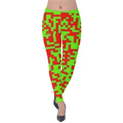 Colorful Qr Code Digital Computer Graphic Velvet Leggings by Simbadda
