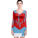 Heartbeat Health Heart Sign Red Blue Long Sleeve Velvet Bodycon Dress View1