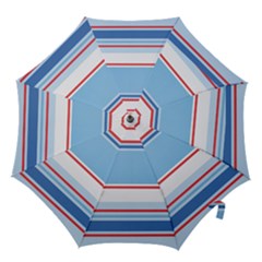 Navy Blue White Red Stripe Blue Finely Striped Line Hook Handle Umbrellas (small) by Mariart