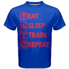 Blue & Red Eat Sleep Train Repeat Men s Cotton Tee by ThinkOutisdeTheBox