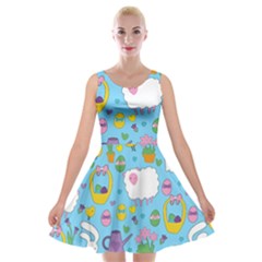 Cute Easter Pattern Velvet Skater Dress by Valentinaart