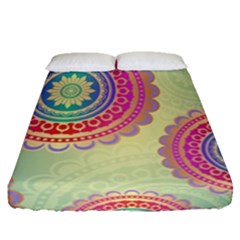 Abstract Geometric Wheels Pattern Fitted Sheet (queen Size) by LovelyDesigns4U